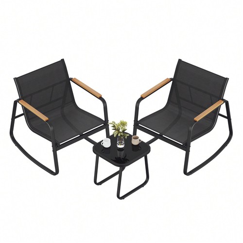 Black outdoor seat rocking - black, 2-seat